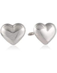Duragold 14k White Gold Puff Heart Baby Thread Earrings