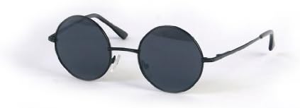 60's Peace Sunglasses Hippie Retro Round Flame Sunglasses P1412 Small Lens (Black-Smoke Lens)