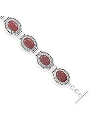 Oxidized Oval Faceted Rough-Cut Ruby Bracelet (7 - 8 Inch)