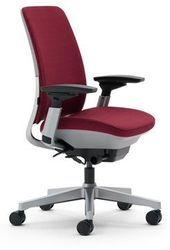 Amia Chair by Steelcase - Official Retailer - Black Frame and Base, Stone Buzz2 Fabric