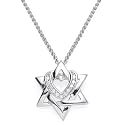 14k White Gold Star of David Heart Diamond Pendant (0.10Cttw, I-SI Clarity, H Color)