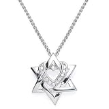 14k White Gold Star of David Heart Diamond Pendant (0.10Cttw, I-SI Clarity, H Color)