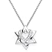 14k White Gold Star of David Heart Diamond Pendant (0.10Cttw, I-SI Clarity, H Color)
