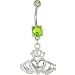 Peridot Green Gem IRISH CLADDAGH Belly Ring