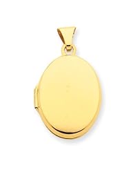 14k Gold Plain Polished Oval Locket