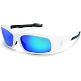 Crews SR128B Swagger Brash Look Polycarbonate Dual Lens Glasses with Polished White Frame and Blue Diamond Mirror Lens