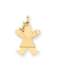 14k Yellow Gold Solid Engravable Girl with Bow on Left Charm. Metal Wt- 2.39g