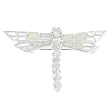 Tressa Sterling Silver Created White Opal White Cubic Zirconia Dragonfly Pin
