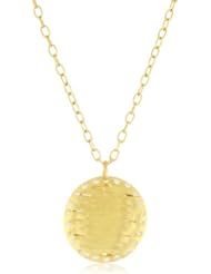Kevia "Etrusca" Cubic Zirconia Edged Woven Disk Pendant Necklace