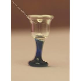 Wine Glass with Blue Stem - Dollhouse Miniature