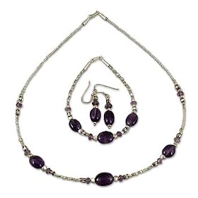 Amethyst jewelry set, 'Violet Dreams' 15 L by NOVICA