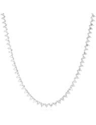 CZ by Kenneth Jay Lane "Sparkling Hearts" Rhodium-Plated Cubic Zirconia Tennis Necklace