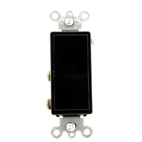 Leviton 5604-2E 15 Amp, 120/277 Volt, Decora Rocker 4-Way AC Quiet Switch, Residential Grade, Grounding, Black>