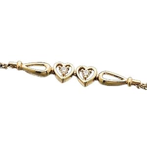 14kt Yellow Gold Double Heart Diamond Fashion Bracelet