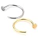 Anodized Titanuim Gold Color and 316l Surgical Steel Nose Ring with Flat Back - 20g (0.8mm) - 1/4