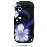 Hard Snap-on Shield RUBBERIZED BLACK With PURPLE FLOWERS Design Faceplate C ....