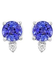 14k Round Triple A Prong Tanzanite Diamond Earring (1.40 cts.tw.)