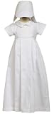Mason--Christening Outfit- Mason-White-Cotton Weaved Romper with Detachable Gown