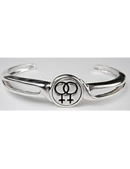 Sterling Silver Lesbian Pride Cuff Bracelet in a Standard Womans Size