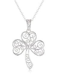Sterling Silver Filigree Clover Pendant Necklace, 18"