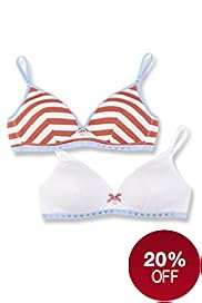 2 Pack Angel Cotton Rich Assorted Non-Wired AA-C Bras