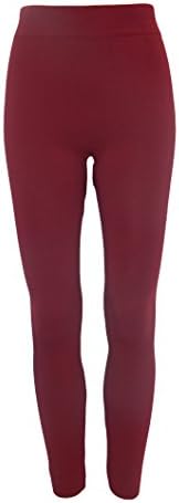 Women's Slimming Tummy Control High Waisted Smooth Look Shapewear Leggings (Burgundy)