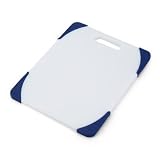Farberware8-by-10-InchPolyCuttingBoardwithBlueNon-SlipCorners
