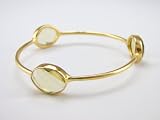 Gold And Gemstones Stackable Rio Bangle Bracelet With Bezel Set Semiprecious Stones Lemon Quartz
