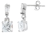 925 Sterling Silver Princess Cut CZ Earrings