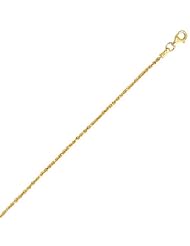 14k Solid Yellow Gold Diamond Cut Rope Chain Necklace 1.25mm 22"