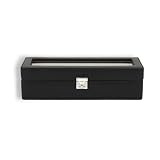 Friedrich Coffret &agrave; Bijoux Homme en Tissue, acier, ecocuire Gris/Noir, forme Rectangle, le poids 3000 grammes