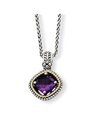 Antique Sterling Silver & 14K Gold Amethyst Necklace