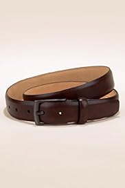 Leather Rectangular Buckle Burnished Belt