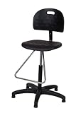 Ergo Ease 52045 Shop Chair, Workbench Height with Teardrop Footrest, Industrial Grade Polyurethane, Black and Chrome