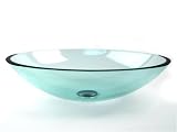 Fontaine Clear Oval Glass Vessel Bathroom Sink + Drain & Mount Ring, FSA-VS-BN6037 Fontaine Clear Oval Glass Vessel Bathroom Sink + Drain & Mount Ring, FSA-VS-BN6037