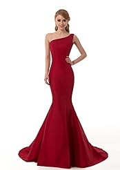 Misses Petite Taffeta One Shoulder Mermaid  Dress with a Chapel Train 