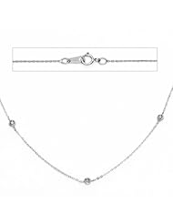 14K White Gold Bezel Diamond Necklace By-the-yard (0.1 CTW., G-H Color, SI1-2 Clarity) - 17" Inches