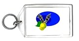 Keychain with bat, eating, fruit