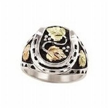Gorgeous! Antiqued Black Hills Gold Men's Horseshoe Ring
