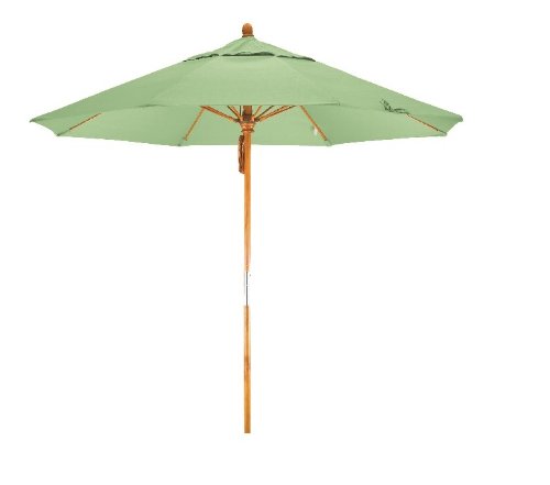 California Umbrella WOFA908-SA13 9-Feet Pacifica Fabric Pulley Open Wood Market Umbrella, Spa On Sale