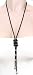 Improving Lifestyles Fashion Long Necklace Black with Rhinestone Tassle Style No Closure