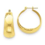 14k Gold Polished 10.5mm Tapered Hoop Earrings