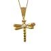 14k Yellow Gold Diamond Dragonfly Pendant (.01 cttw, I-J Color, I2 Clarity), 18"