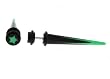 Fake Acrylic Taper - Black and Green with Green Star Logo - 16g Wire Stud - 2 Gauge - 43.75mm Length - Sold as a Pair