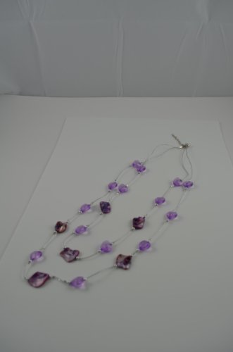 Necklace Double Chain Murano Beads 3 inch extension PURPLE