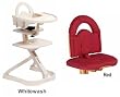 Svan High Chair from Scandinavian Child with Infant Kit and Cushion, Red Cushion in Whitewash Wood