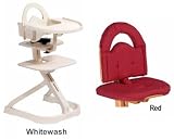 Svan High Chair from Scandinavian Child with Infant Kit and Cushion, Red Cushion in Whitewash Wood