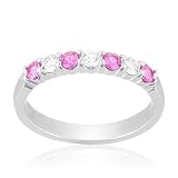 Imagine Designs Pink Sapphire and Diamond Stackable Band 1/5ctw