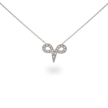 Sterling Silver & CZ Aries Zodiac Pendant