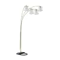 Polished Brass-Finish Floor Lamp with Crystal-Like Shades
